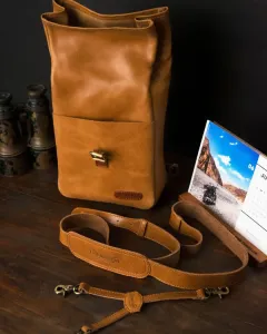 Mini sacoche latérale vintage tan Trip Machine - 5