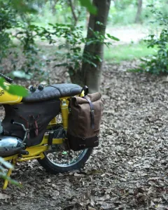 Leather Backpack Pannier Classic Roll Top Brown Trip Machine - 9