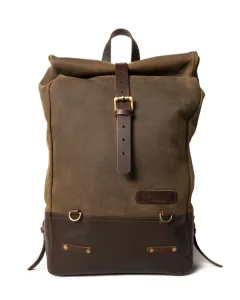 Leather Backpack Pannier Classic Roll Top Brown Trip Machine - 0