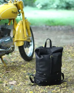 Leather Backpack Pannier Roll Top Black Trip Machine - 3