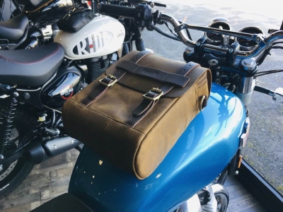 Leather Tank &Tail Bag Vintage Tan Trip Machine - 8
