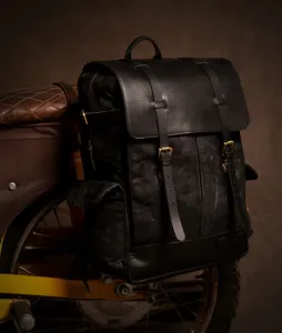 Leather Rambler Backpack Pannier Black Trip Machine - 1