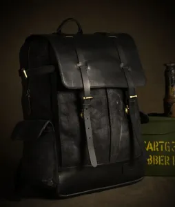 Leather Rambler Backpack Pannier Black Trip Machine - 6