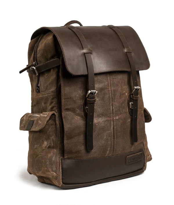 Leather Rambler Backpack Pannier Brown Trip Machine