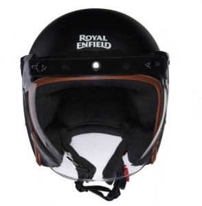 Royal Enfield Matt Black jet helmet with visor - 3