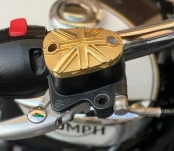 brass Ribbed & Union Jack brake pump cover for Triumph