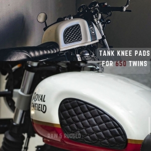 Raw & Rugged leather knee pads for Triumph and Royal Enfield